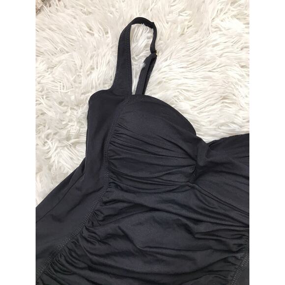 La Blanca Rod Beattie Swim Top Swimsuit Tankini Sz 8 Black Twist Front Bikini - Picture 4 of 7